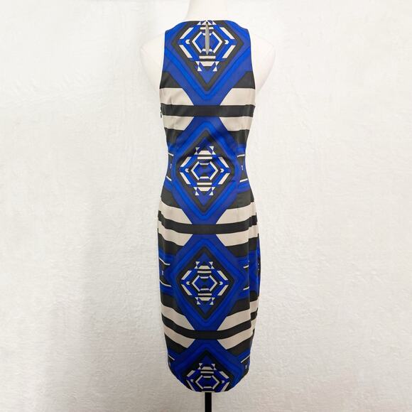 Mara Hoffman Keeper Midi Dress Blue Geometric Sheath Beach Resort Vacay Size 4 - Picture 4 of 11